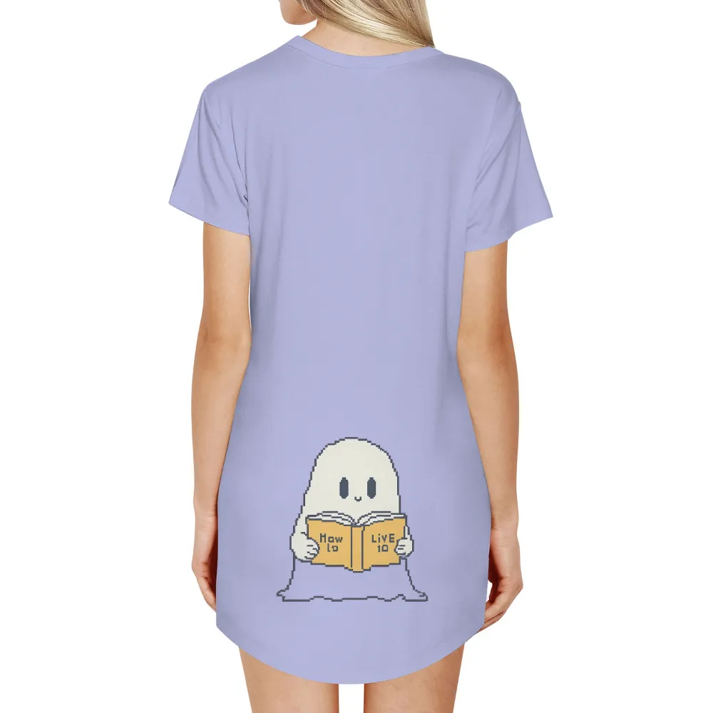 TShirt Printing: Pixel Art Ghost Reading 'How to Live 10'|mardi gras cute shirts