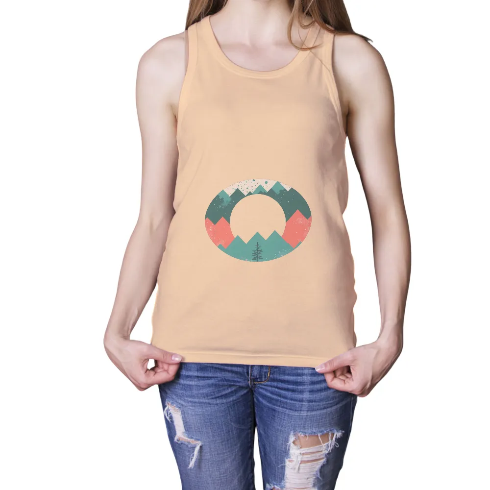 Customized Tee Shirts: Mountain Landscape | Nature-Inspired Artistic Design| Crescent moon