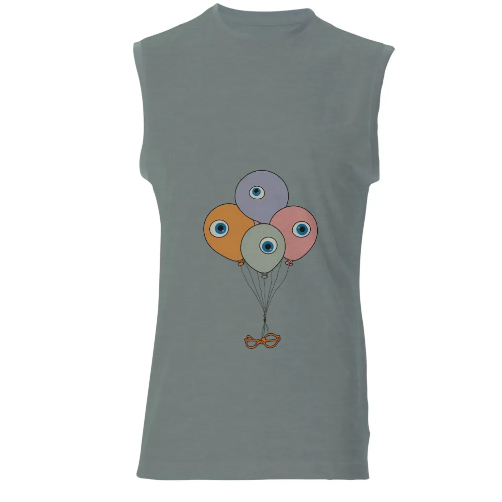 T-Shirts Design: Balloons with Eyes - Curiosity and Discovery|astronaut holding planet balloons shirt