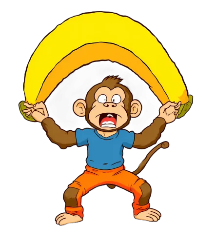 T-Shirts Design: Whimsical Monkey with Giant Bananas