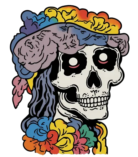 TShirt Printing: Vibrant Skull with Flowers - Dia de los Muertos Celebration