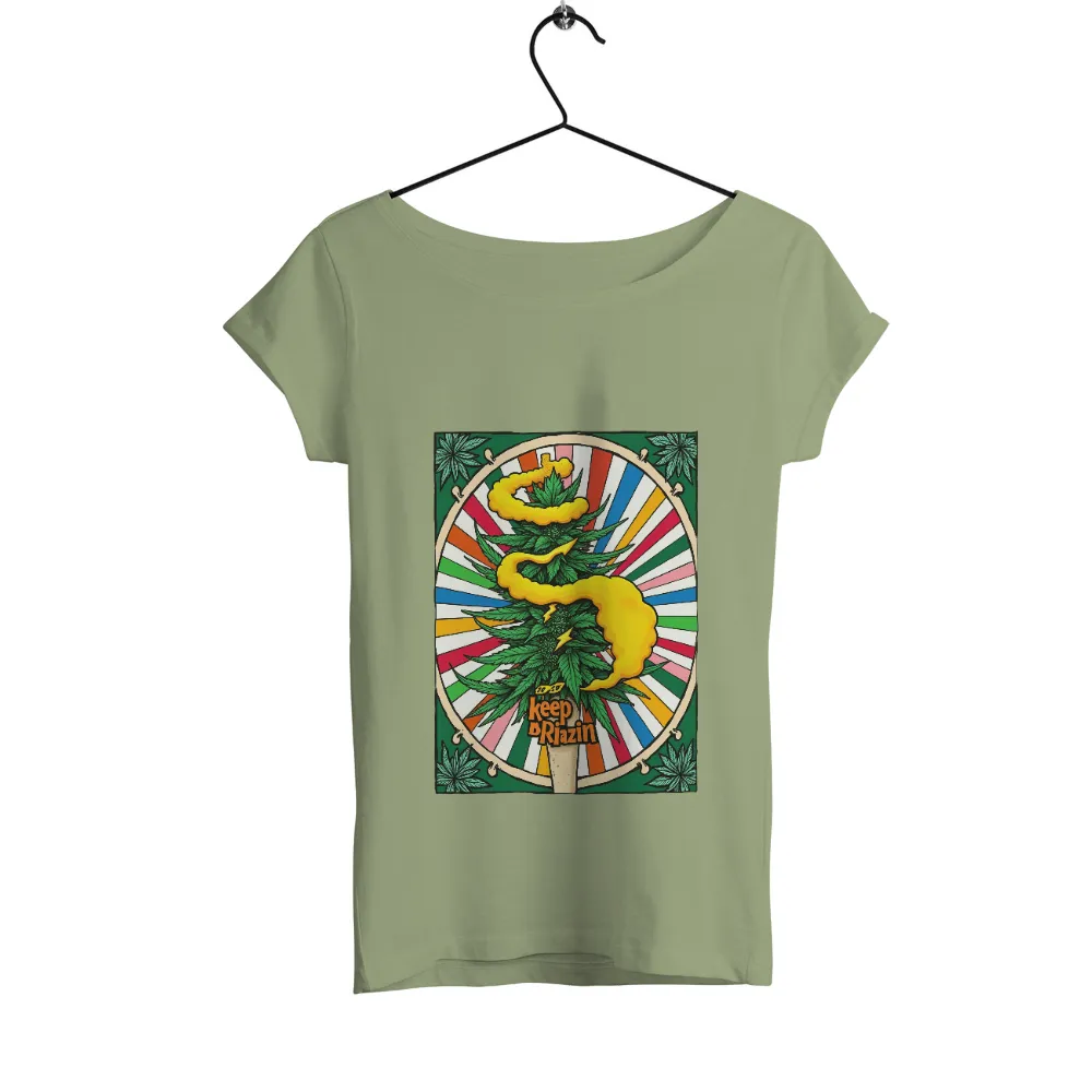 T-Shirts Custom: Keep B Riazin - Colorful Cannabis Art| Circular pattern