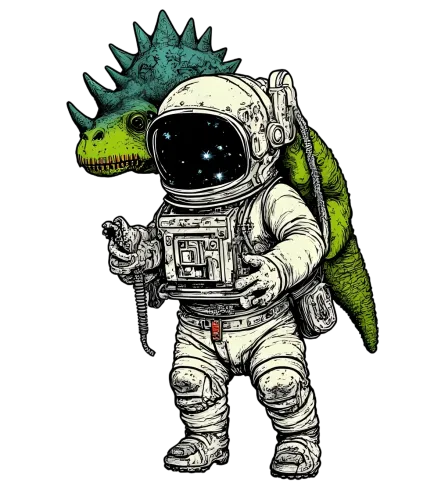 TShirt Design: Astronaut and Dinosaur Cosmic Adventure