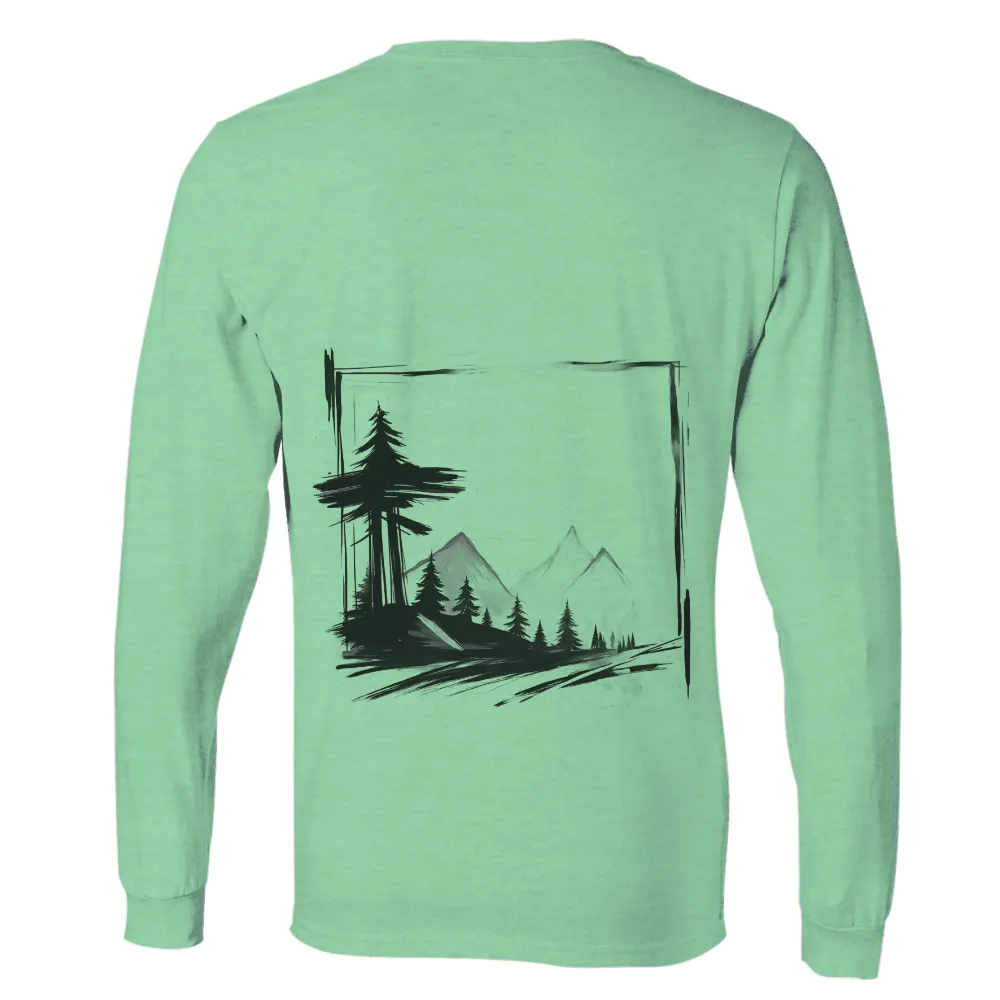 Tee Shirt Printing: Monochrome Mountains - Nature's Tranquility|t shirt painting on nature