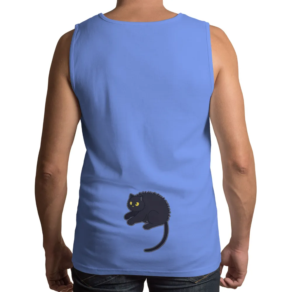 TShirt Printing: Black Cat Guardian - Minimalist Art Design|plus size sun protection swim shirts