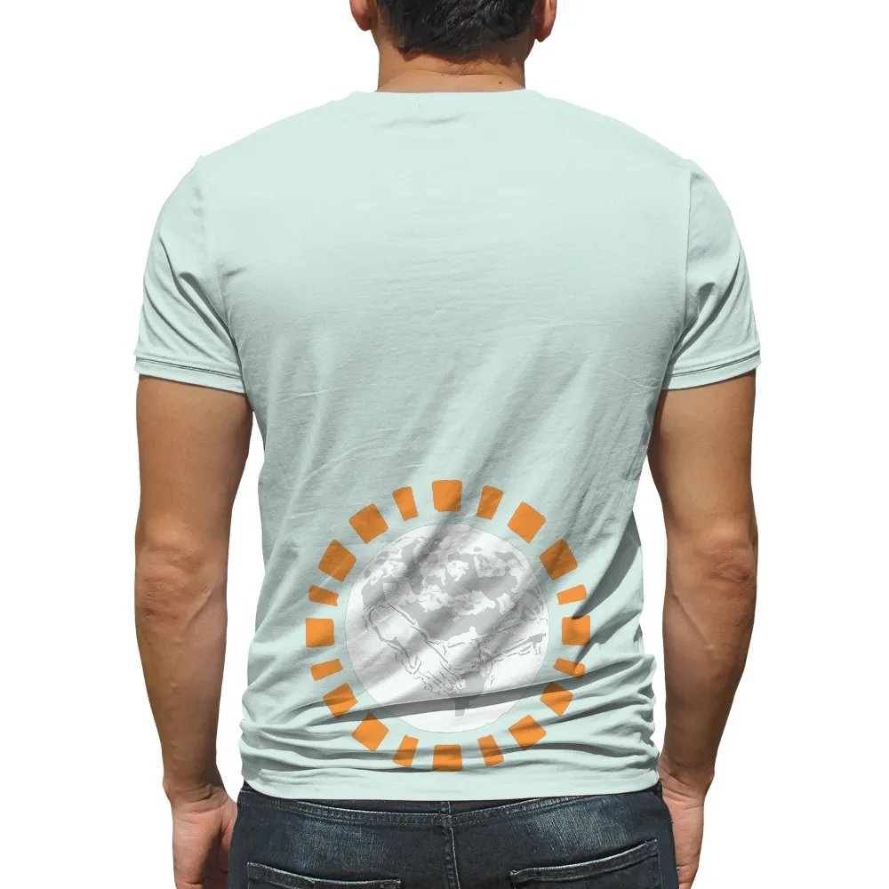 Customized Tee Shirts: Global Unity and Cultural Diversity| Vibrant Orange Shapes