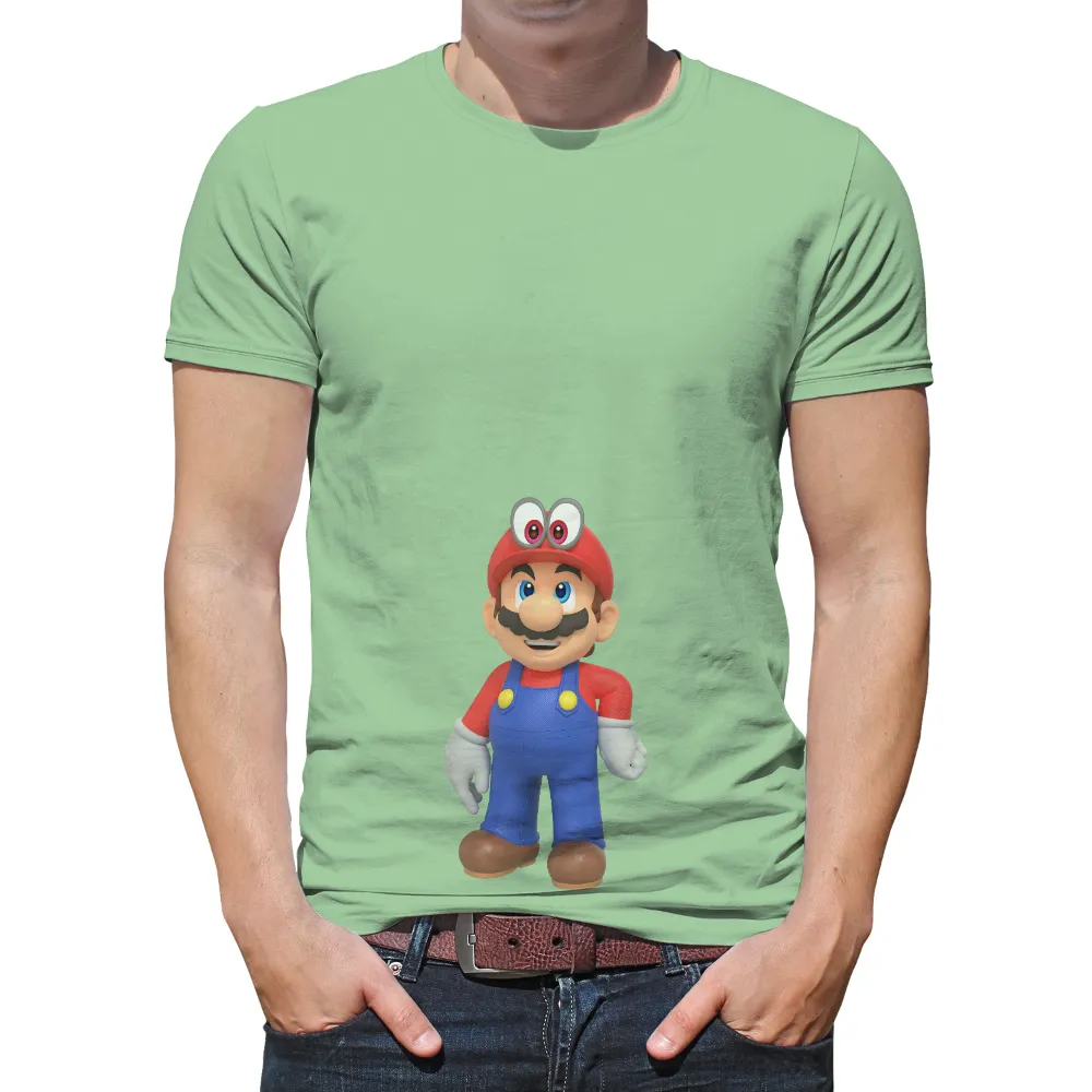 TShirt Design: Mario with Expressive Eyes - Gaming Nostalgia|military t shirts humor uk