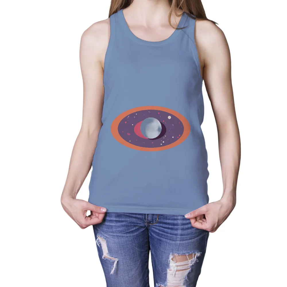 Graphic Tees: Cosmic Exploration - Moon & Stars| vibrant stars and planets