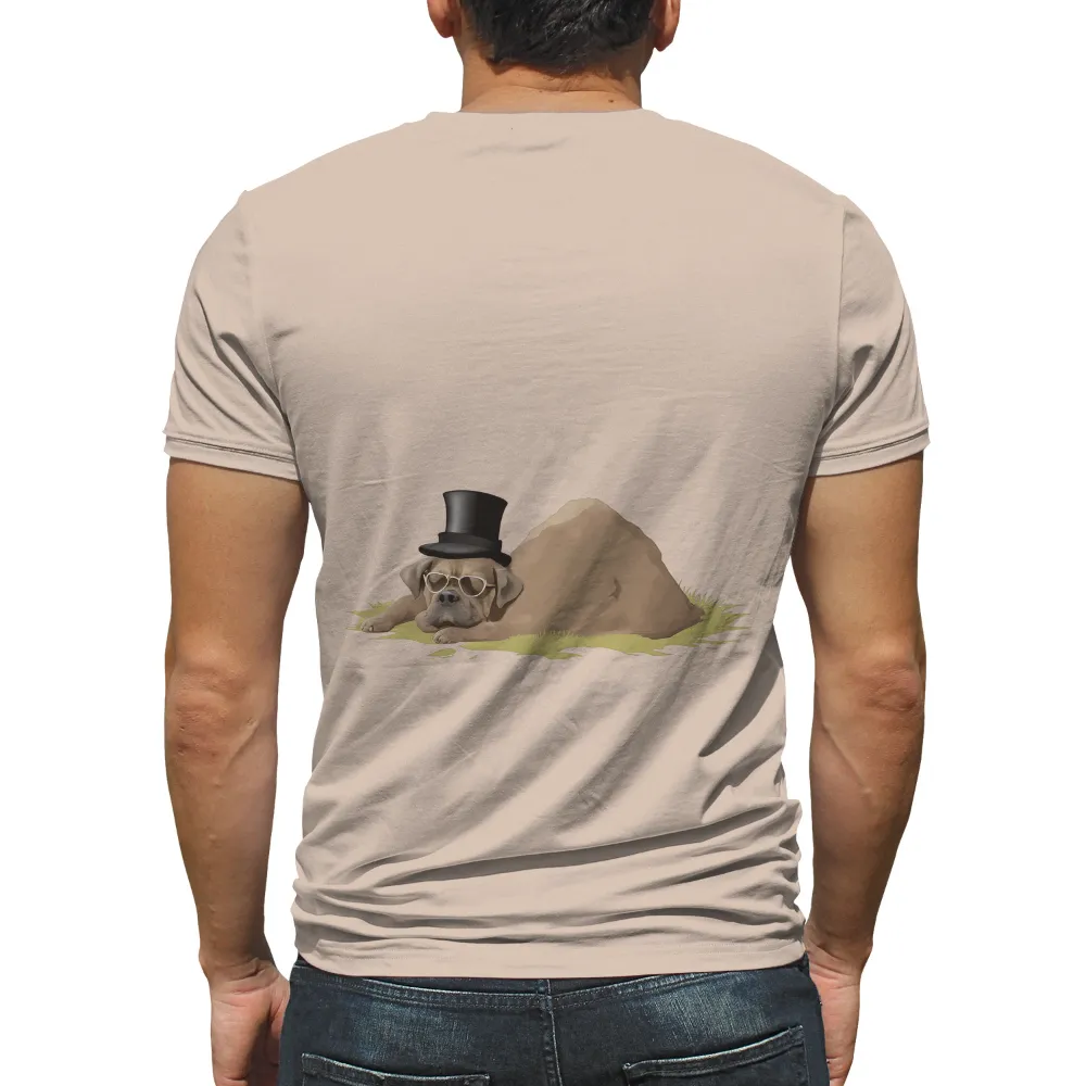 Tee Shirt Printing: Dapper Dog with Top Hat and Glasses| Humorous dog T-shirt