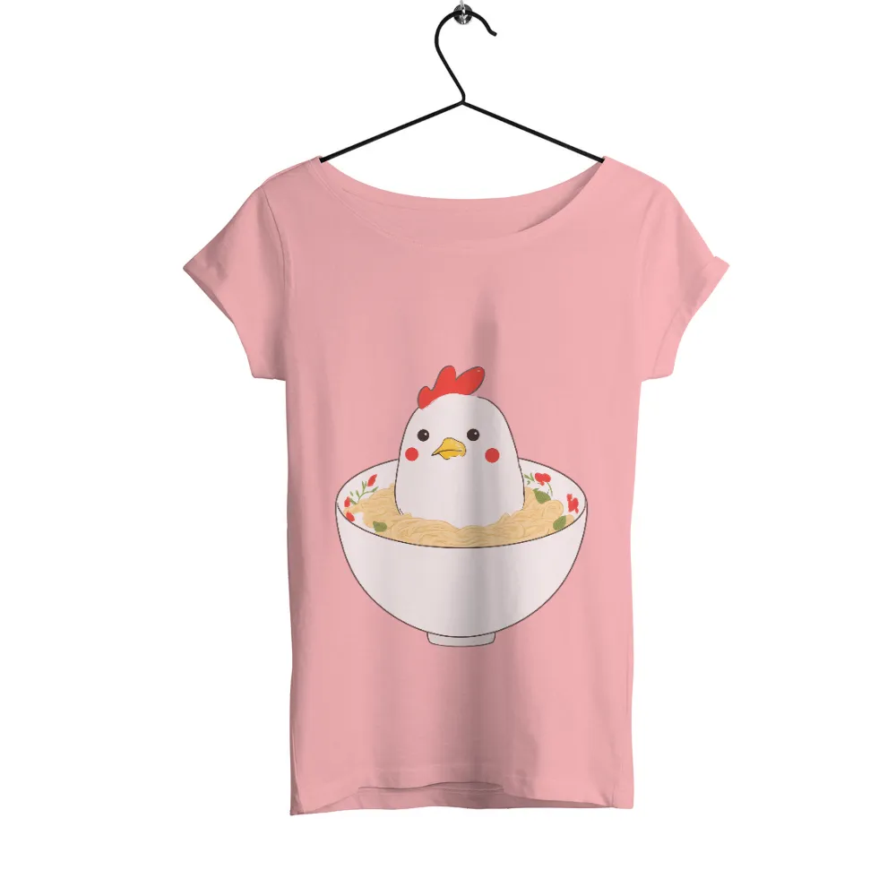 T-Shirts Custom: Whimsical Chicken in Noodles - Funny & Cozy Design|cute easter shirts for adults