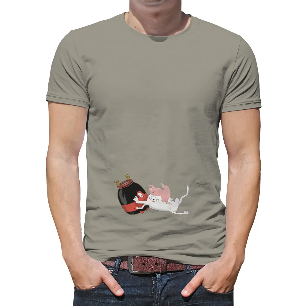 Shirts Graphic Tees: Whiskers and Spark's Adventure|alien cat vibrating