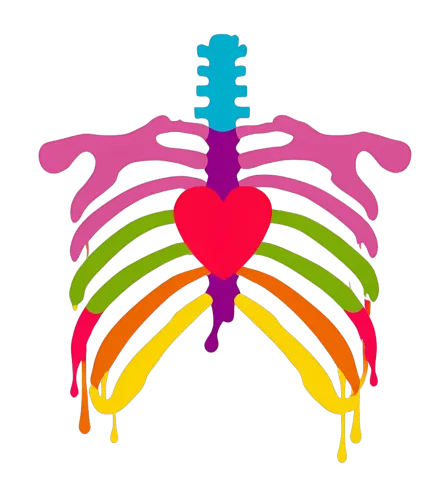 Vibrant Rainbow Heart Ribcage Graphic: Celebrate Diversity and Embrace Individuality