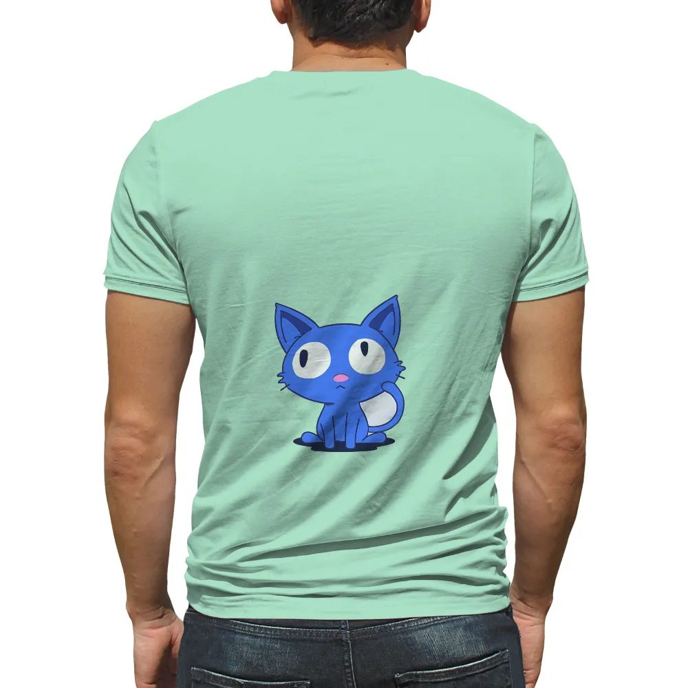 Tee Shirts Printed: Whiskers - Blue Cat of Curiosity|8th wonder shirts