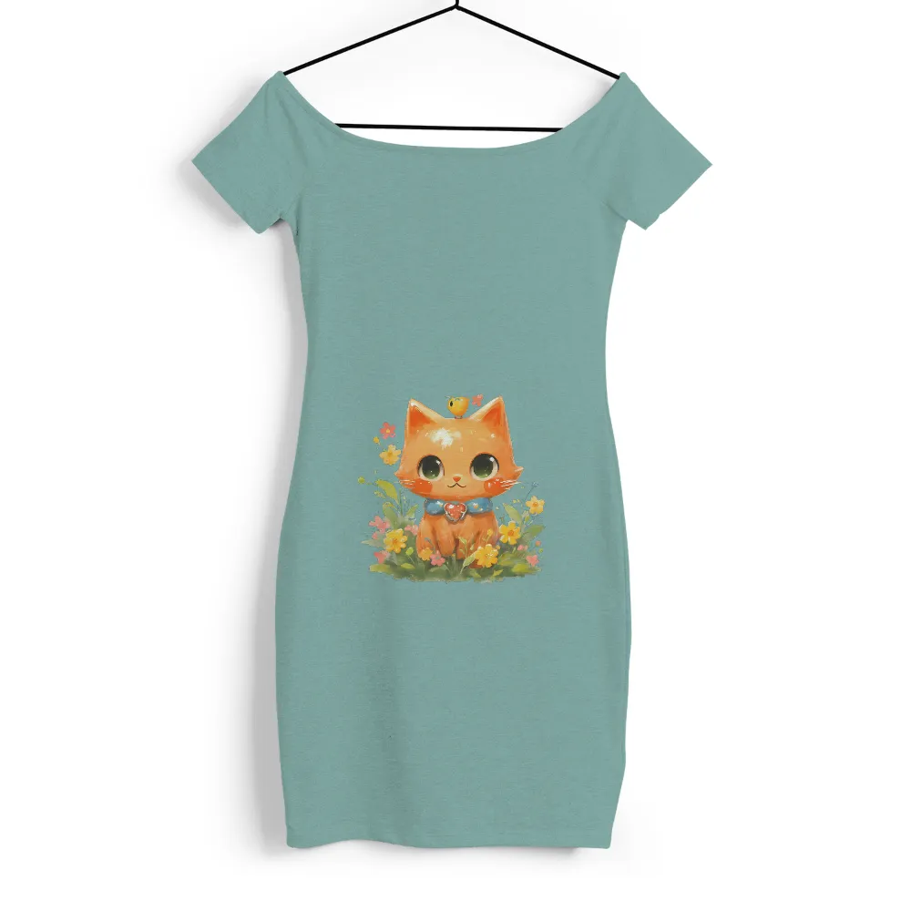 Whimsical Orange Cat in a Flower Garden Art Design|roblox cute t shirt free