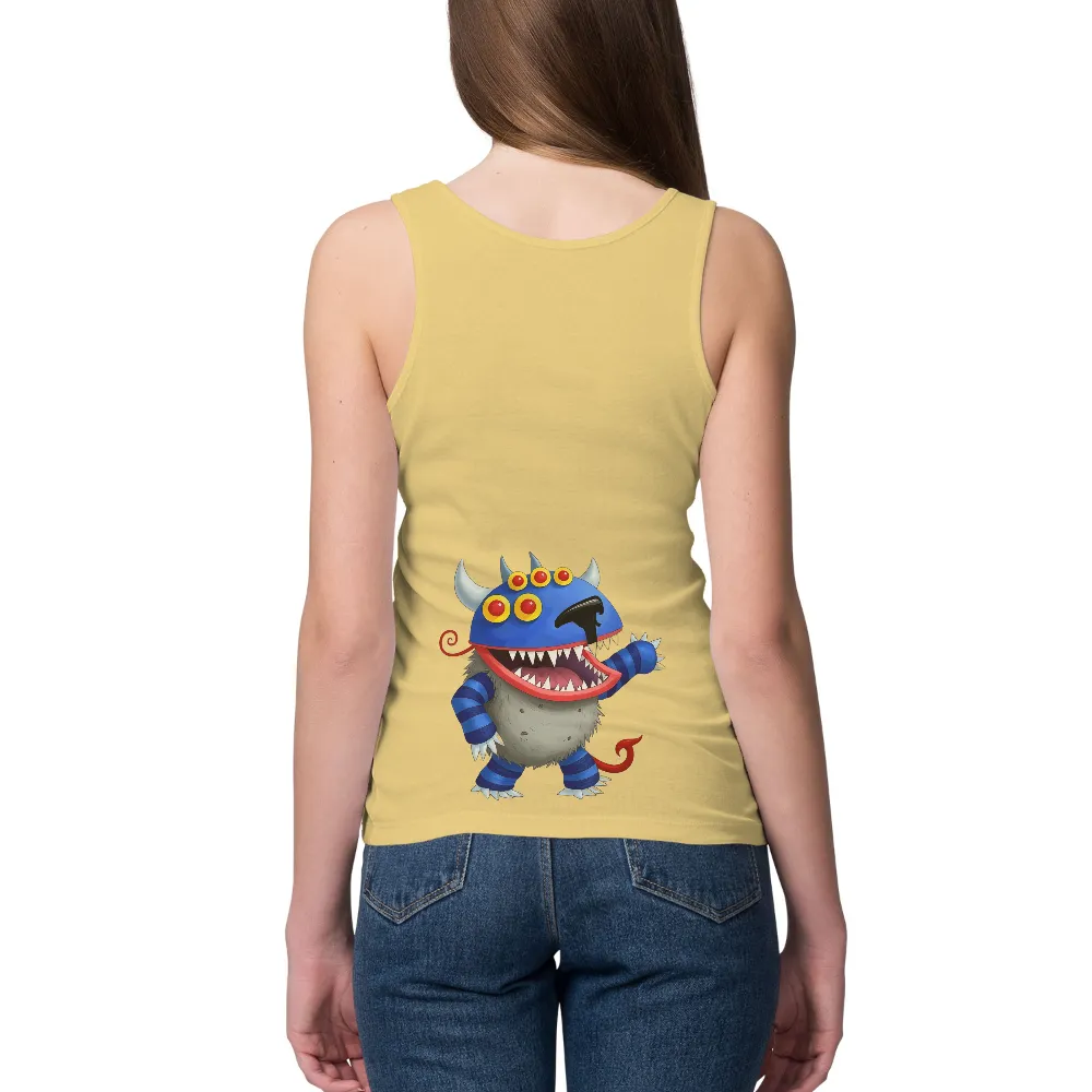 Graphic Tees: Whimsical Monster Adventure|Whimsical monster with five glowing eyes