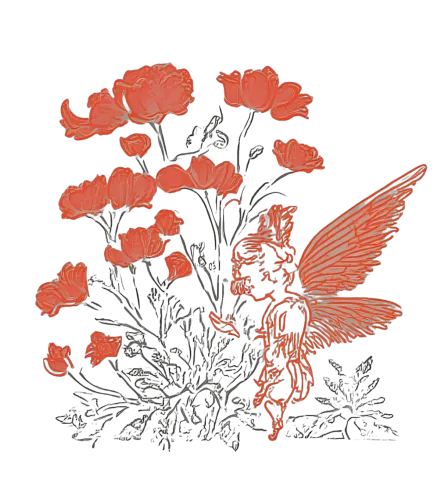 Custom Tee Shirts: Elysia's Coral Garden - Winged Figure in a Mystical Realm