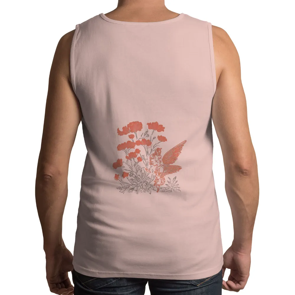 Custom Tee Shirts: Elysia's Coral Garden - Winged Figure in a Mystical Realm|graffiti nature