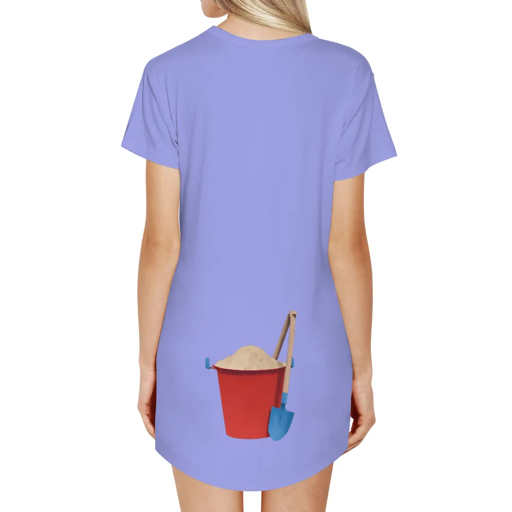 T-Shirts Design: Beach Days with Red Bucket and Blue Shovel|breathable shirts for summer