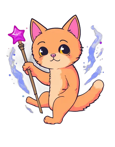 TShirt Design: Whiskers the Magical Cat with Wand