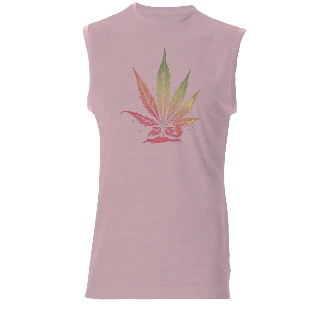 T-Shirts Design: Vibrant Cannabis Leaf - Artistic Expression of Life Moments