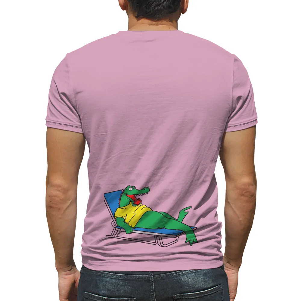 Customized Tee Shirts: Relaxing Alligator - Summer Fun|v neck summer t shirts