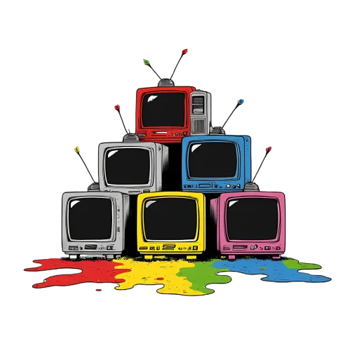 Vibrant Retro CRT Television Art: Celebrating the Analog Era