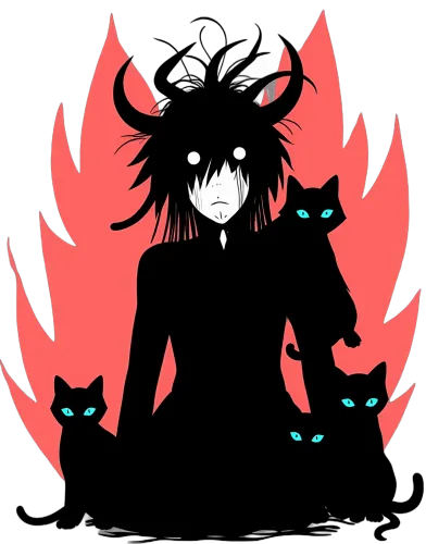 TShirt Design: Mysterious Figure with Black Cats - Anime & Cyberpunk Fusion