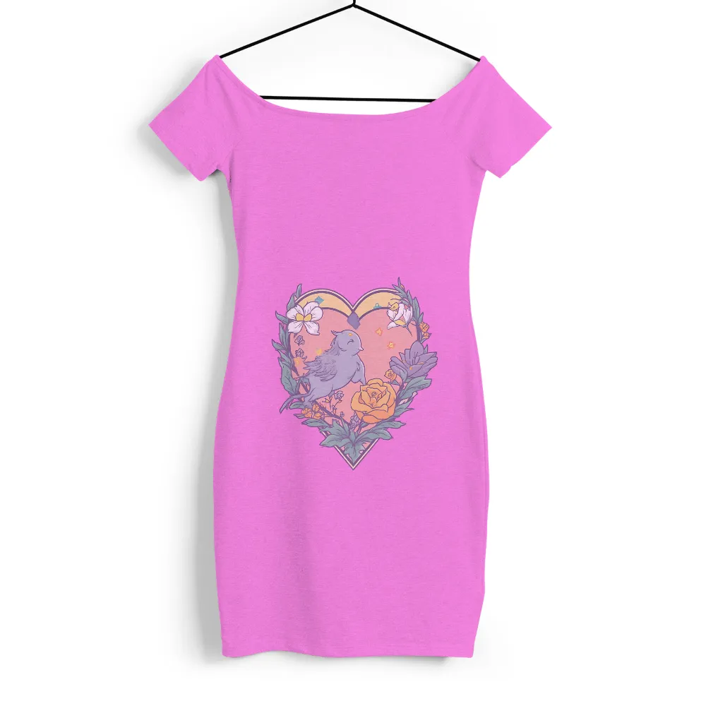 T-Shirts Pattern: Bird in a Heart of Flowers|t shirt roblox i love