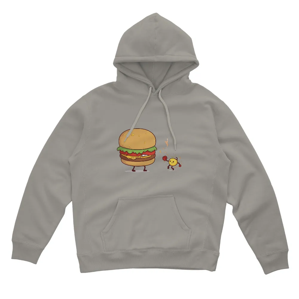 Graphic Tees: Burger Battle - Funny Cartoon Character Design|black shirt cartoon character