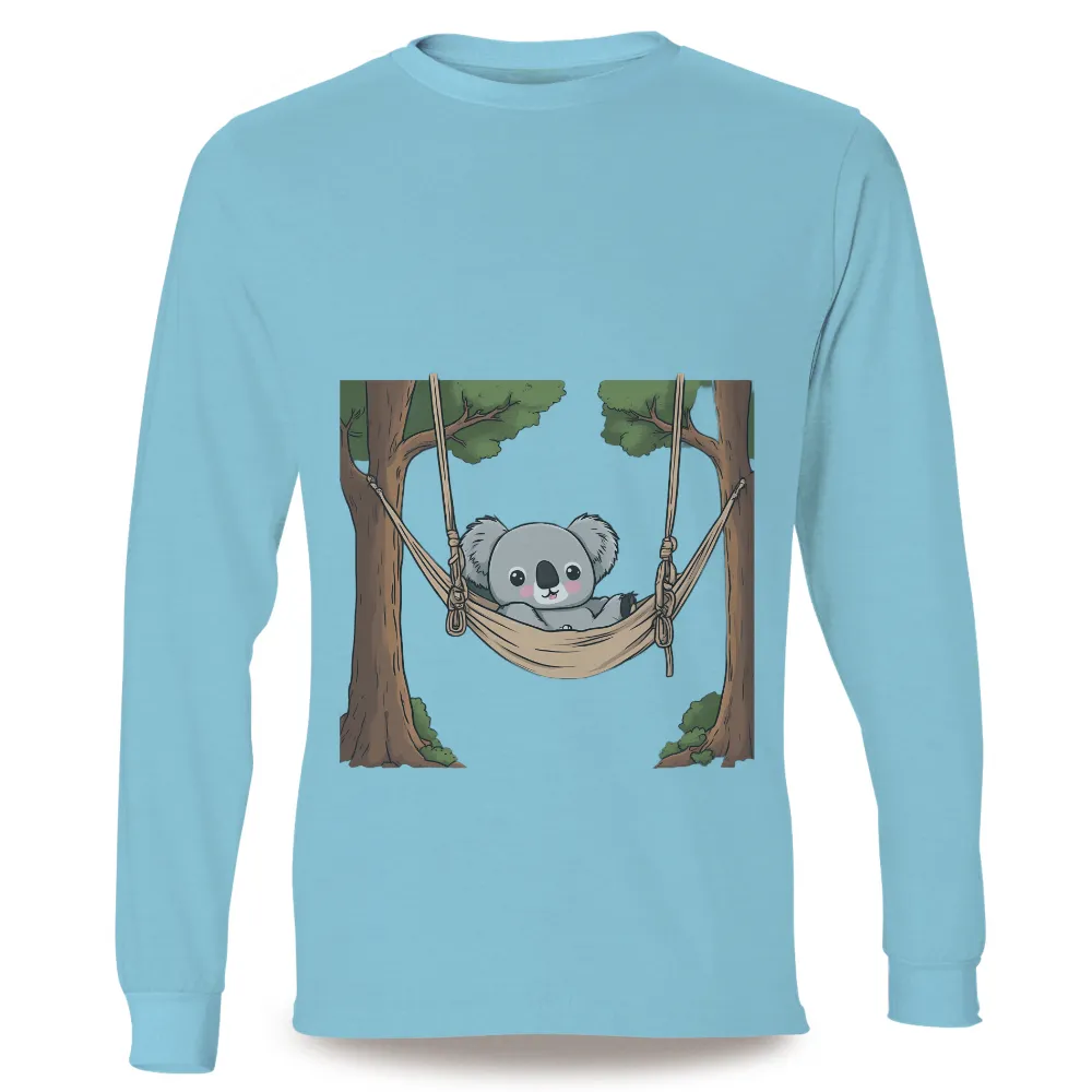 Custom T-Shirt Printing: Cozy Koala Hammock - Artistic Designs|women cute easter shirts