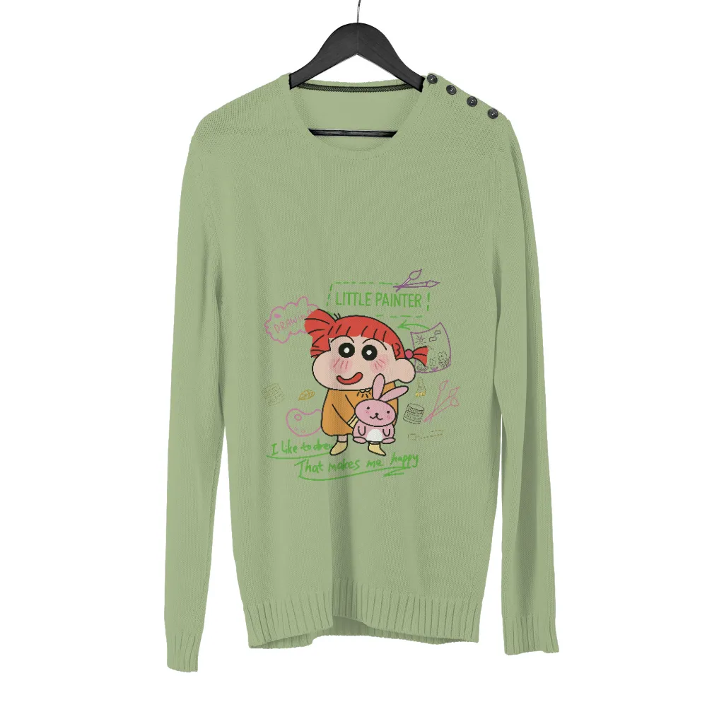 T-Shirts Custom: Little Painter - Drawing Happiness and Imagination|men's art cotton colorful printed loose casual shirts