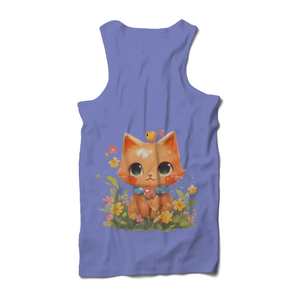 Whimsical Orange Cat in a Flower Garden Art Design|happy mothers day shirt ideas