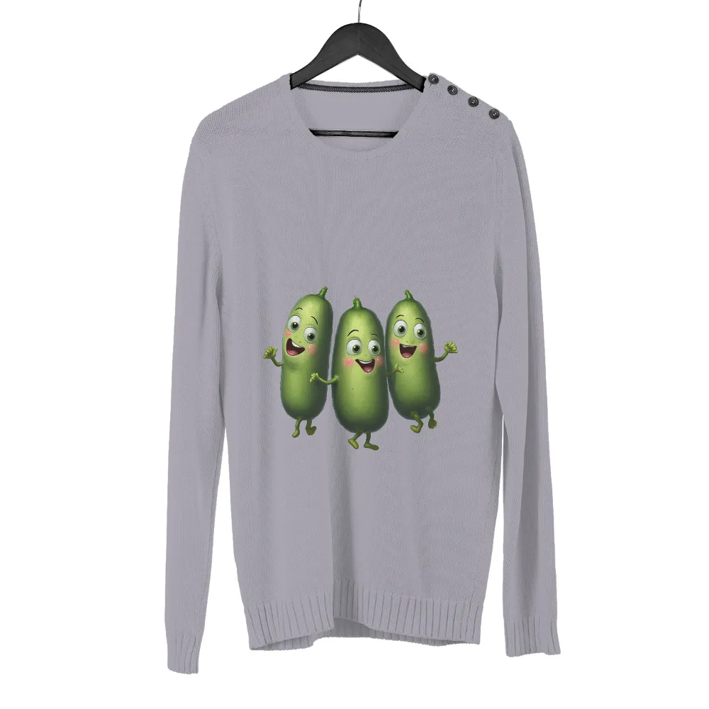 T-Shirts Pattern: Animated Cucumbers - Funny & Nostalgic Design|nostalgic tees