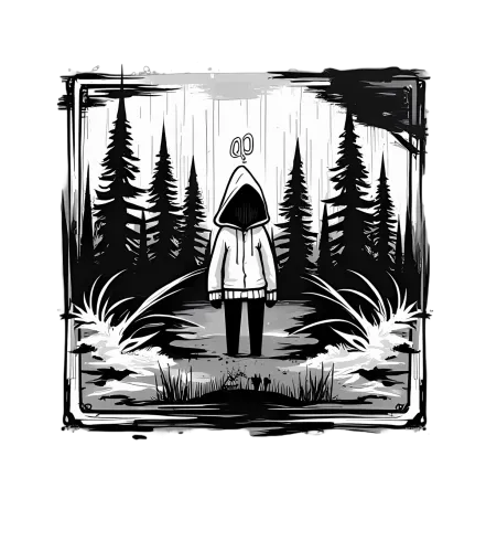 Mysterious Forest Solitude: Minimalist T-Shirts Design