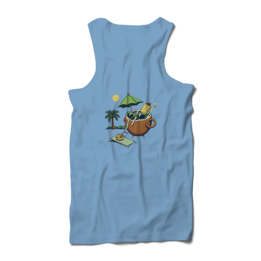 T-Shirts Custom: Coconut Drink Night Relaxation| Full moon over a tropical beach