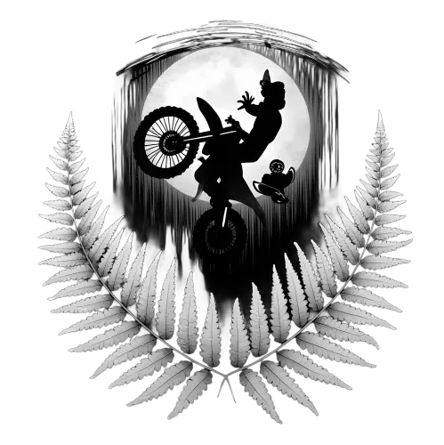 Custom T-Shirt Printing: Luna's Midnight Stunt - Motocross, Ferns, Moonlight