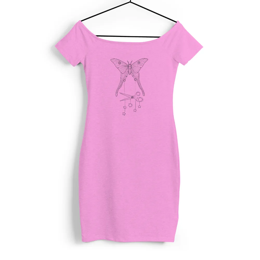 T-Shirts Design: Luna's Transformation - Artistic Butterfly with Scissors and Stars|kindred butterfly sleeve shirt