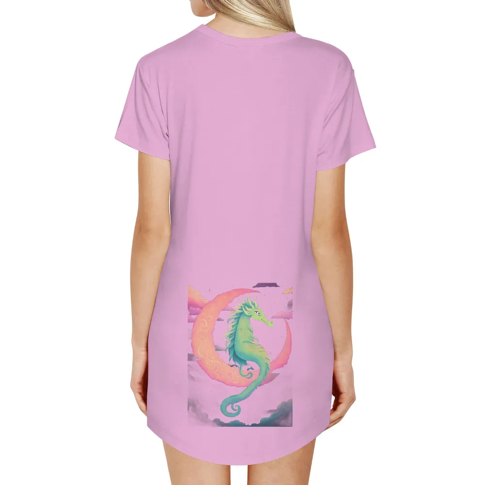 T-Shirts Pattern: Mythical Sea Dragon on Crescent Moon|final fantasy anniversary shirts