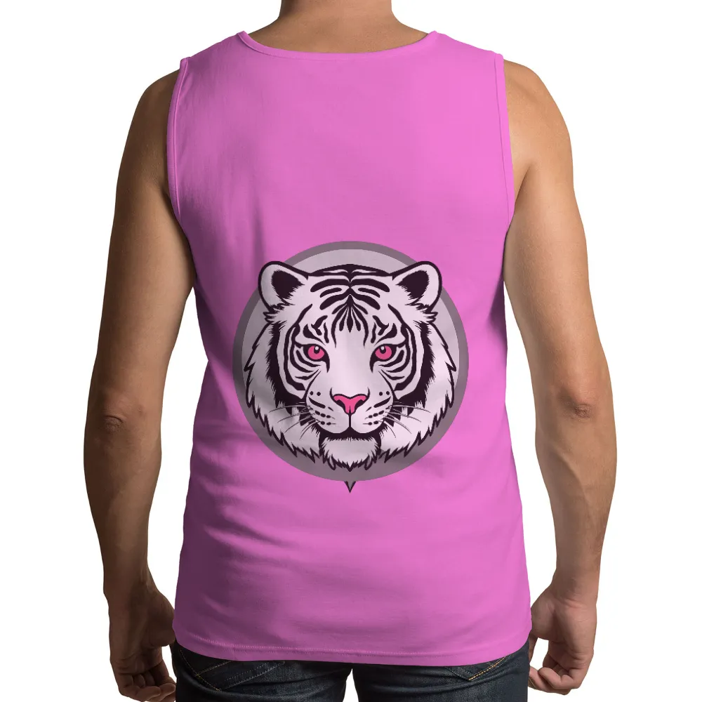 Custom Tee Shirts: White Tiger with Pink Eyes - Artistic Design|t shirt painting on nature