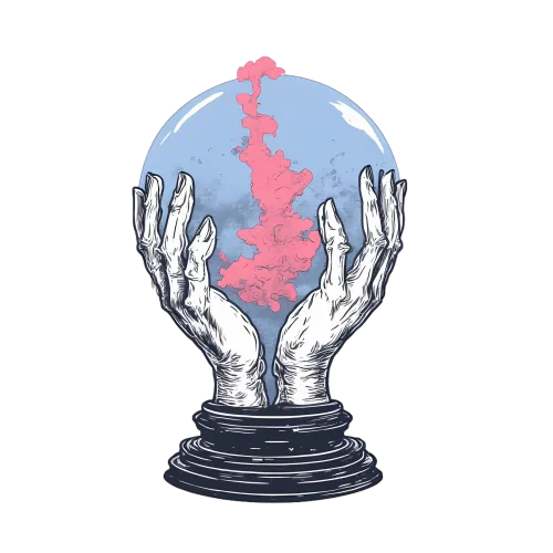 T-Shirts Custom: Skeletal Hands Cradling a Crystal Ball with Pink Ink Cloud