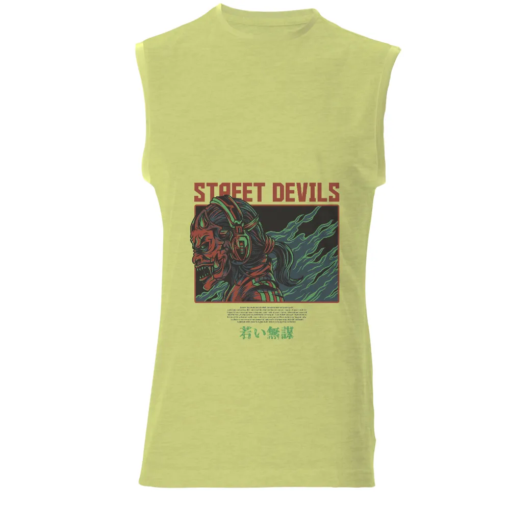 Street Devils: Graphic Tees - Cyberpunk Oni with Headphones|another day in the matrix shirt