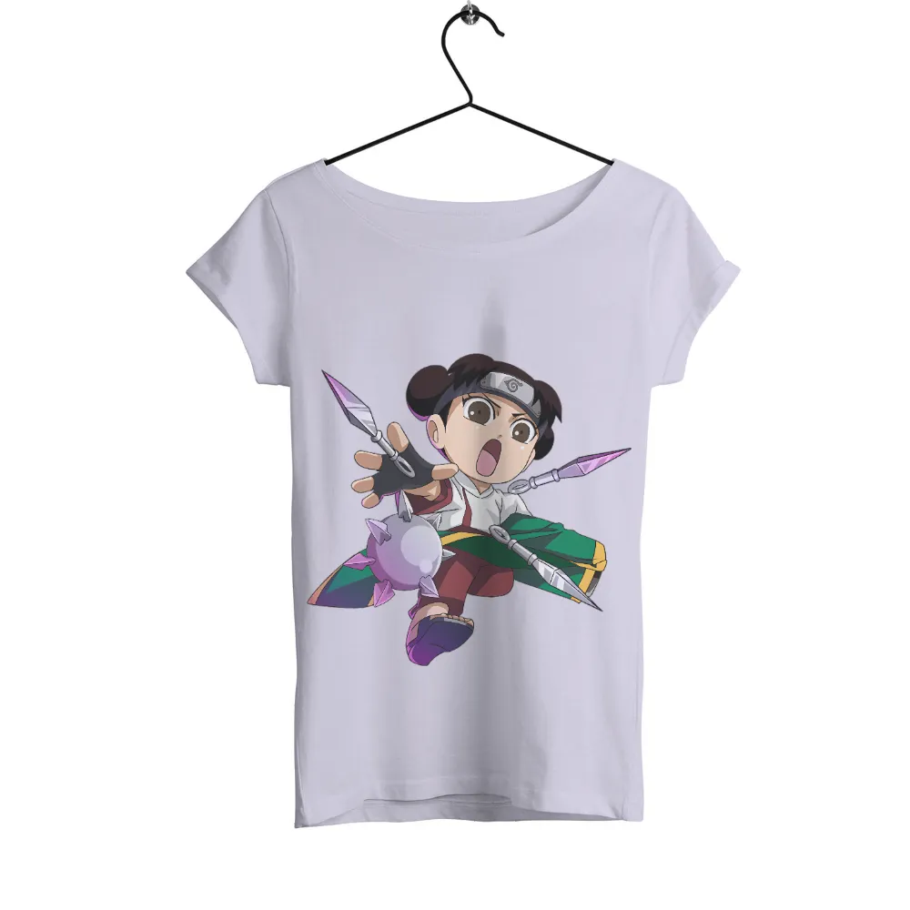 T-Shirts Design: Tenten's Dynamic Pose - Anime Character Inspired|naruto t shirt youth