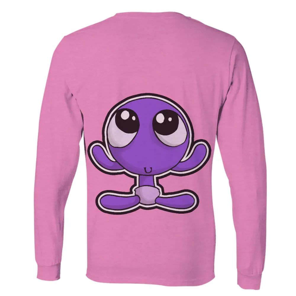 Customized Tee Shirts: Whimsical Purple Creature with Big Eyes|purple shirt roblox