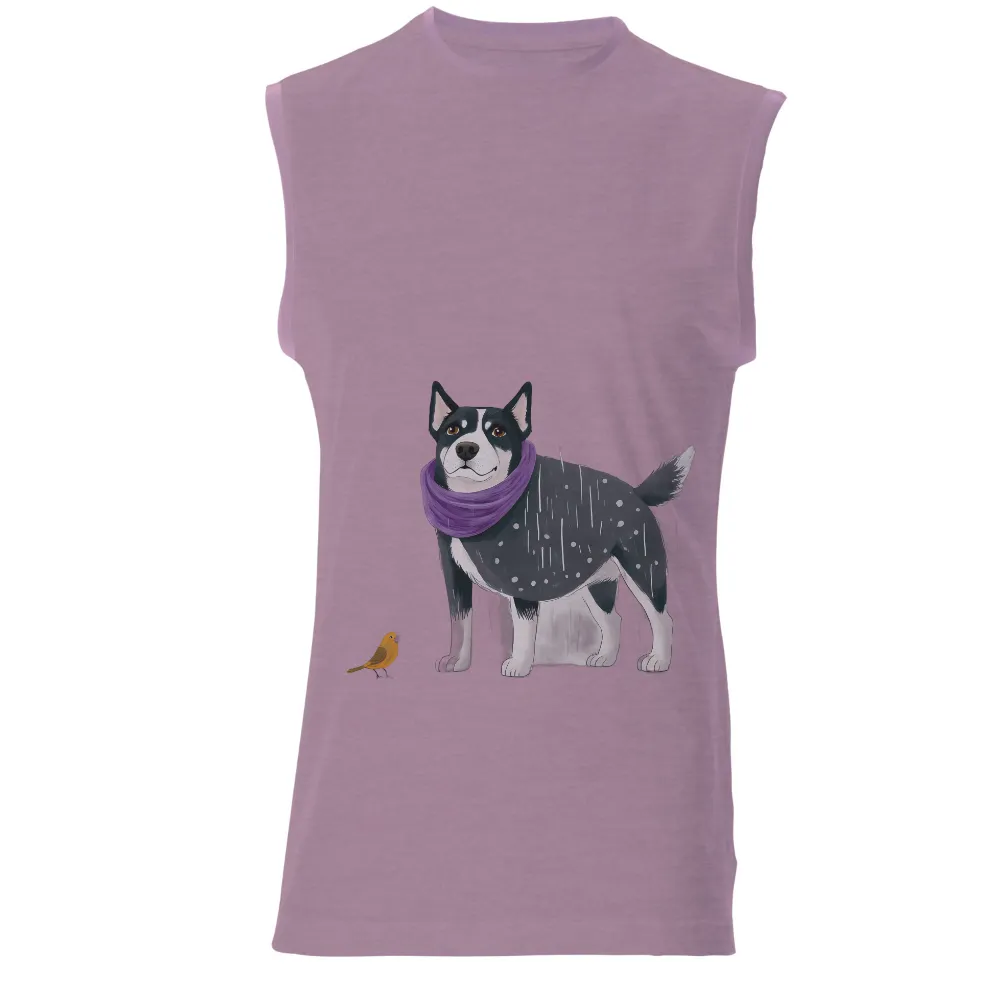 Custom T-Shirt Printing: Max the Husky and His Feathered Friend|winter bear shirt