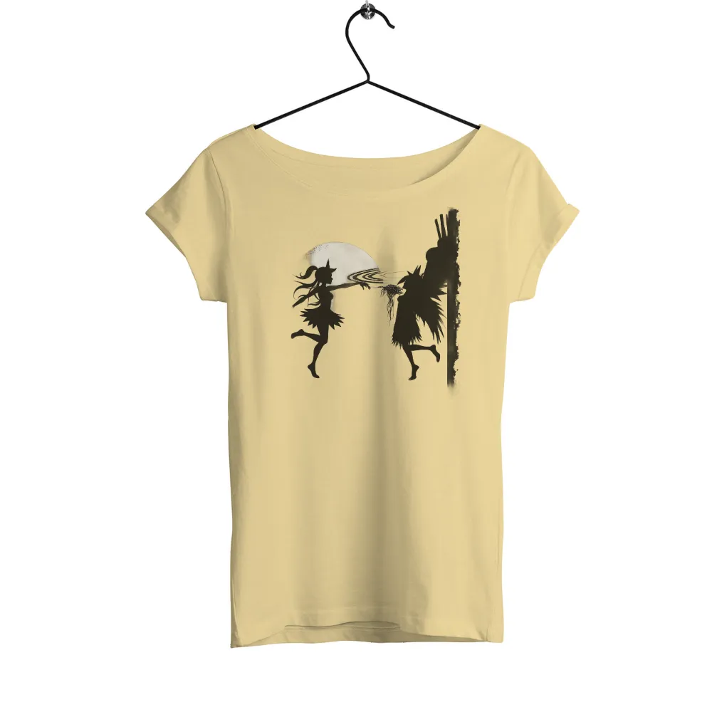 T-Shirts Design: Enchanting Silhouette Under the Full Moon|tifa final fantasy shirt cut