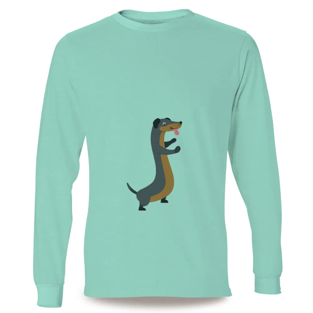 Custom T-Shirt Printing: Embrace Joy with Max the Playful Dachshund|Whimsical dachshund design