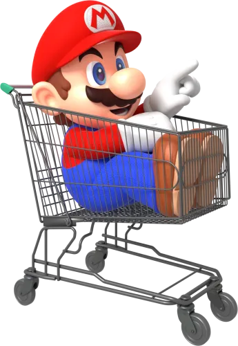 Customized Tee Shirts: Mario's Shopping Cart Adventure