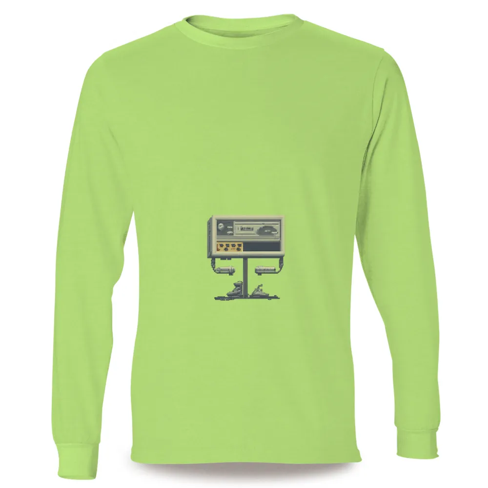 T-Shirts Design: Vintage Tape Recorder - Cyberpunk Nostalgia|retro summer linen shirt