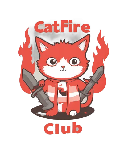 Shirts Graphic Tees: CatFire Club - Brave Feline Defender