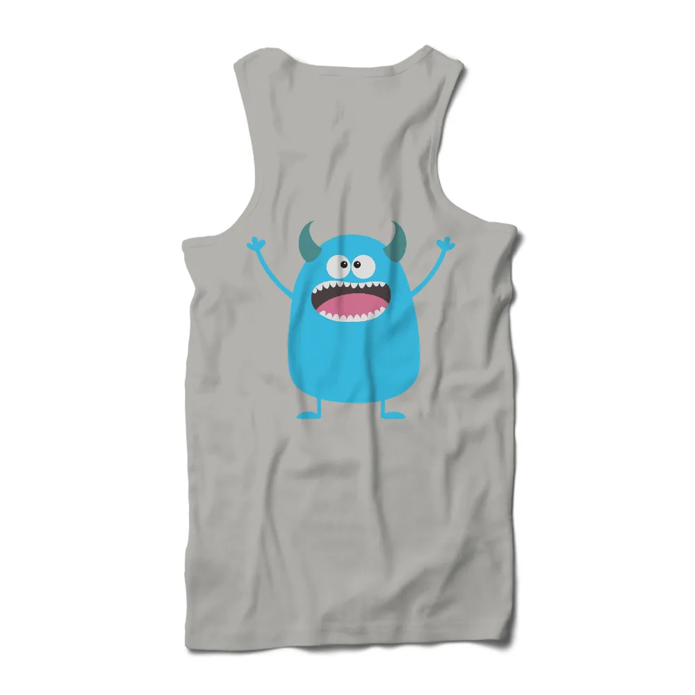 Customized Tee Shirts: Cheerful Blue Monster - Funny & Whimsical Design|happy first fathers day shirt